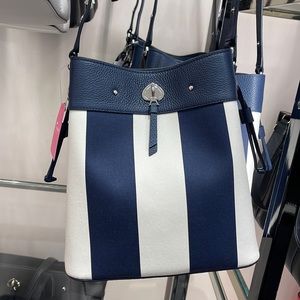Kate Spade Marti Large Bucket Bag Even Stripe Blazer Blue